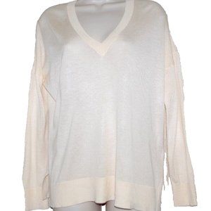 monoprix femme Cream Silk Cashmere v neck pullover sweater Size:1